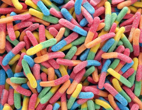 multicoloured candy worms