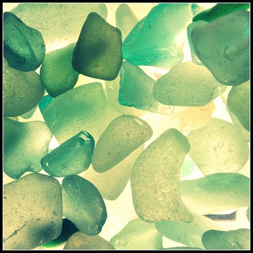 blue and green sea glass