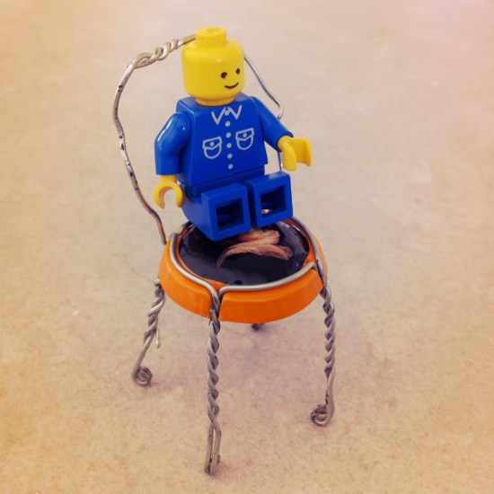 Lego man sitting down How to make a chair out of a champagne cork