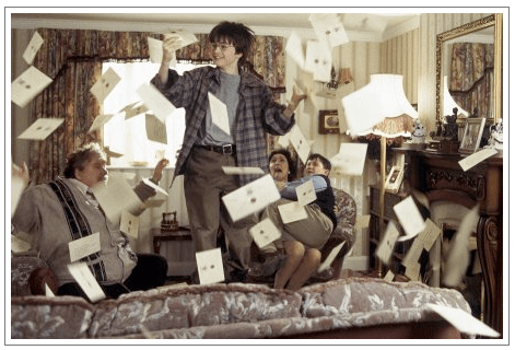 Harry Potter letters scene Harry Potter and Owls delivering letters