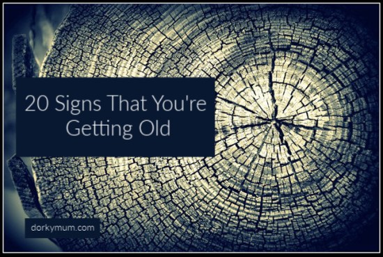 An image of the rings in a tree trunk, with the text '20 signs that you're getting old'.