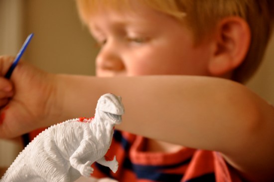 painting a dinosaur