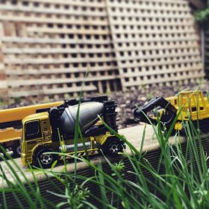 toy cars in the garden