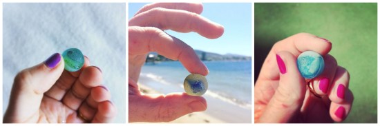 Collage of seaglass marbles from Hobart Tasmania
