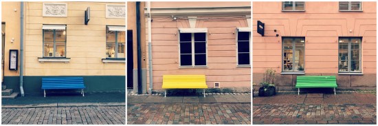 Colourful benches in Helsinki FInland