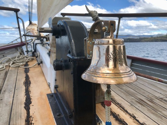 The Ship's Bell on wooden ship SV Rhona H sailing from Hobart Tasmania