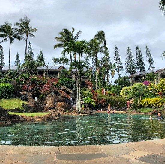 The swimming pool at Hanalei bay resort Kauai, HAwaii