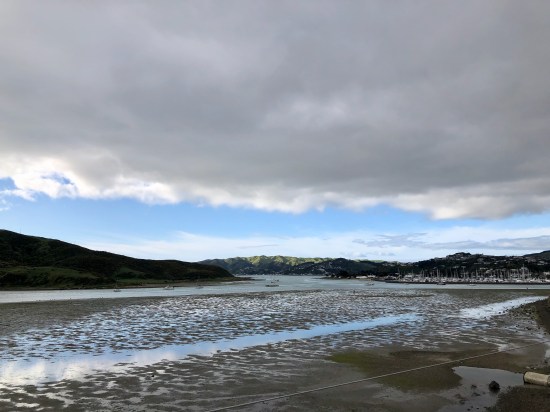 a view across the water to mountains in Porirua New Zealand