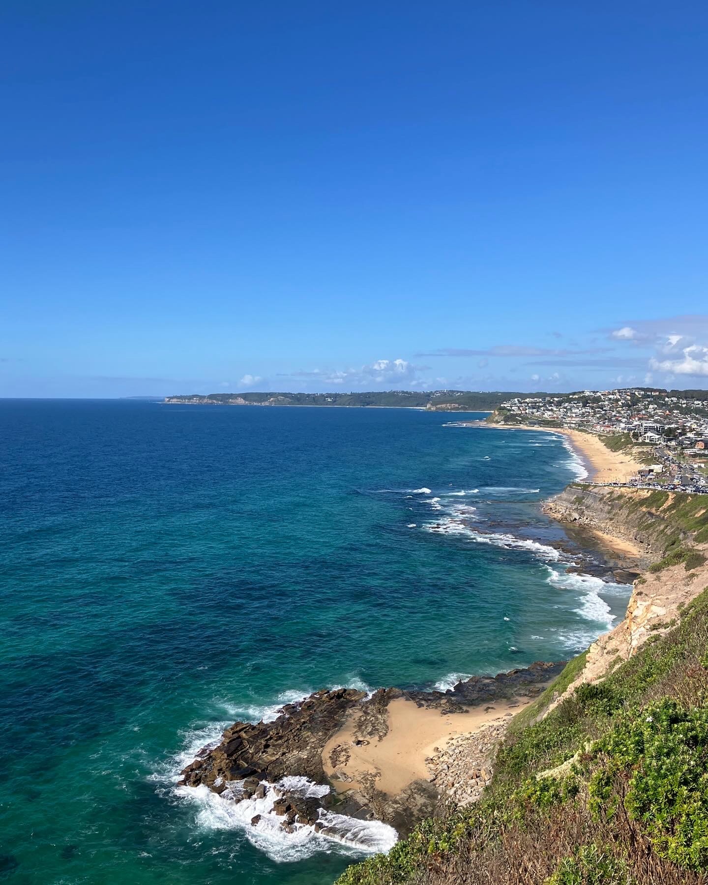 Mereweather Beach in Newcastle NSW, photographed from an elevated perspective 