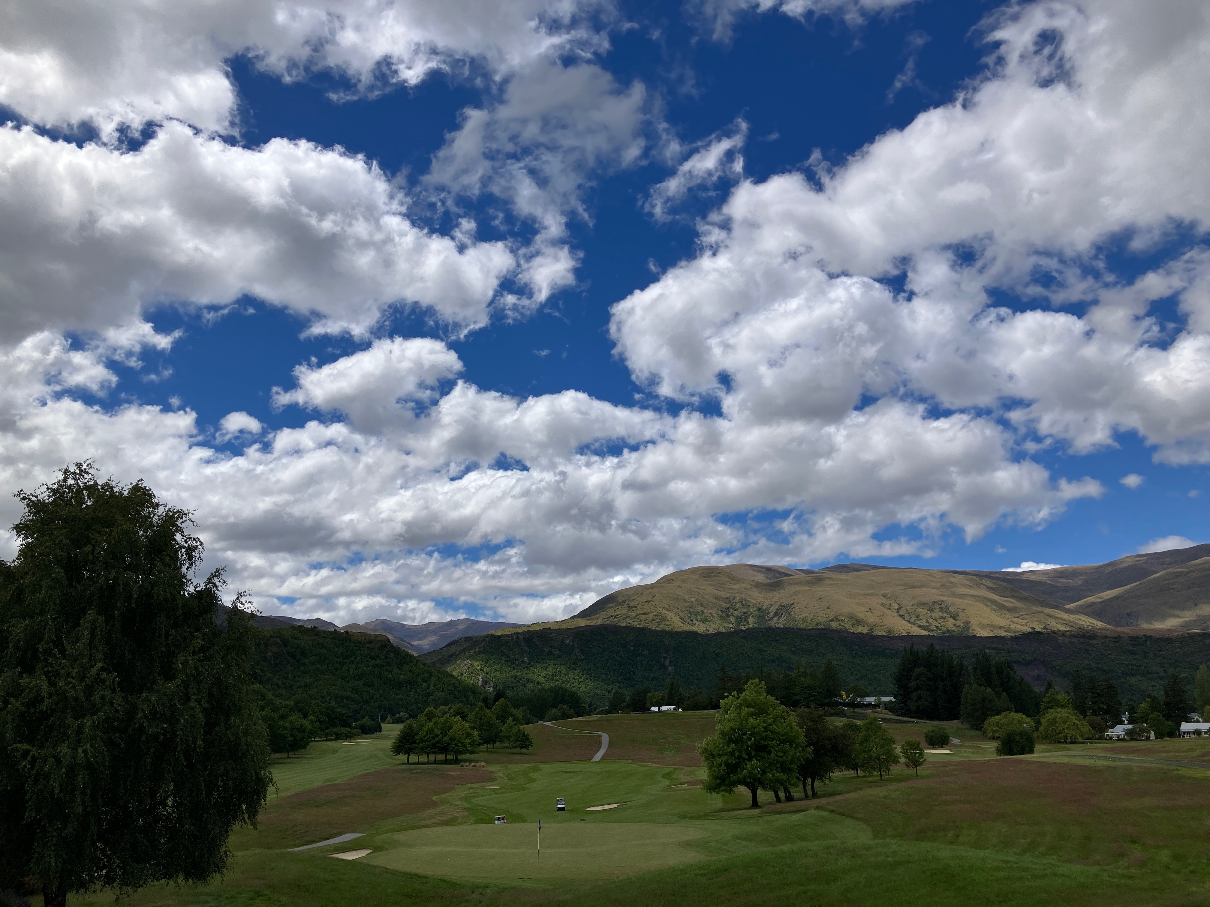 A view from an upstairs suite at Millbrook Resort in Arrotwon, New Zealand